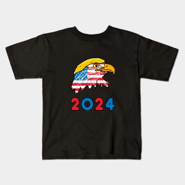 Trump 2024 Eagle Kids T-Shirt by Mark Ewbie